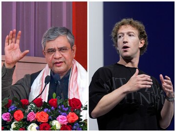 Union Minister Ashwini Vaishnaw and Meta CEO Mark Zuckerberg. (File photos)