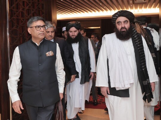 Indian foreign secretary Vikram Misri with Acting Foreign Minister of Afghanistan Mawlawi Amir Khan Muttaqi (of the Taliban) in Dubai. (IMAGE: X) Indian foreign secretary Vikram Misri with Acting Foreign Minister of Afghanistan Mawlawi Amir Khan Muttaqi (of the Taliban) in Dubai. (IMAGE: X)