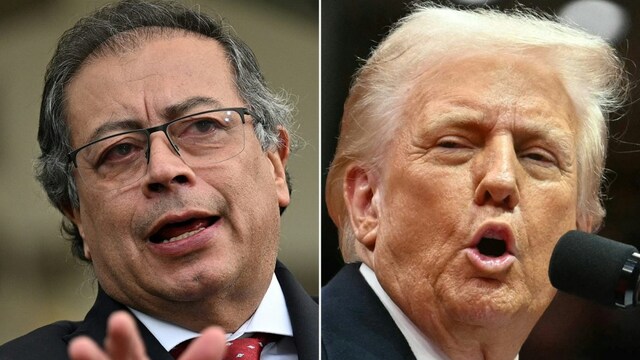 This combination pictures shows US President Donald Trump in the Oval Office of the White House in Washington and Colombian President Gustavo Petro in Mexico. (AFP photo)