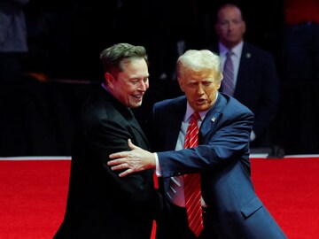 United States president-elect Donald Trump speaks at the pre-inauguration rally, Elon Musk accompanies. (Courtesy: Reuters)