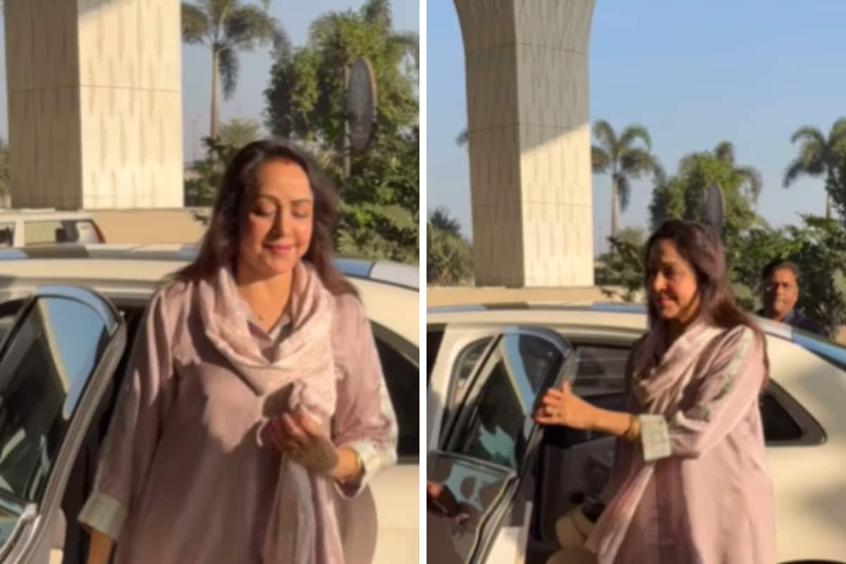 Bollywood’s Dream Girl Hema Malini Steps Out In Style, Greets Paparazzi With A Smile