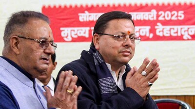Uttarakhand Chief Minister Pushkar Singh Dhami during an event for implementation of the Uniform Civil Code (UCC), in Dehradun, on January 27, 2025. (PTI Photo)