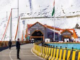 Security officials deployed near the Z-Morh tunnel ahead of its inauguration by Prime Minister Narendra Modi, in Ganderbal district, J&K. (PTI Photo) Z-Morh tunnel