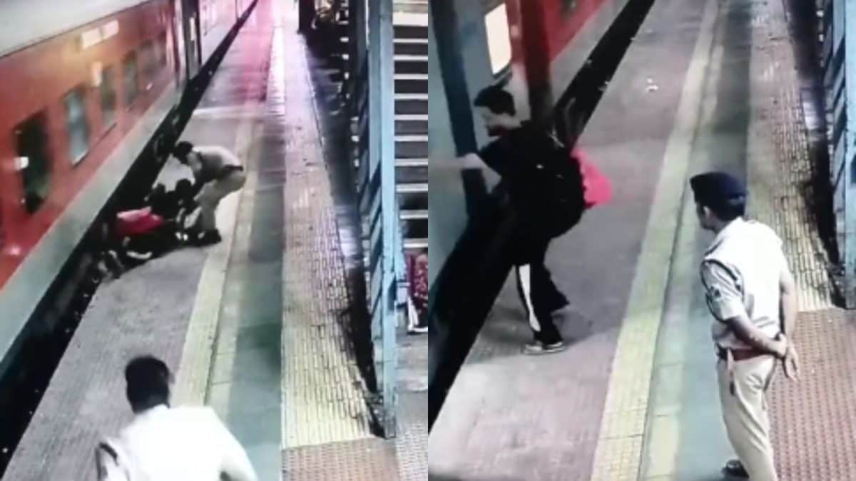 Alert Rpf Personnel Saves Man Who Fell While Boarding Moving Train In