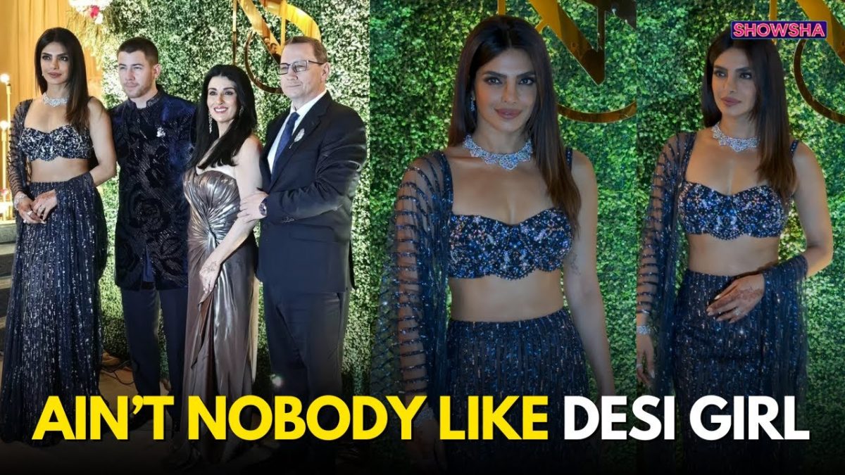 Priyanka Chopra Dons A Blue Lehenga, Nick Jonas Wears A Bandhgala For Siddharth’s Sangeet Ceremony