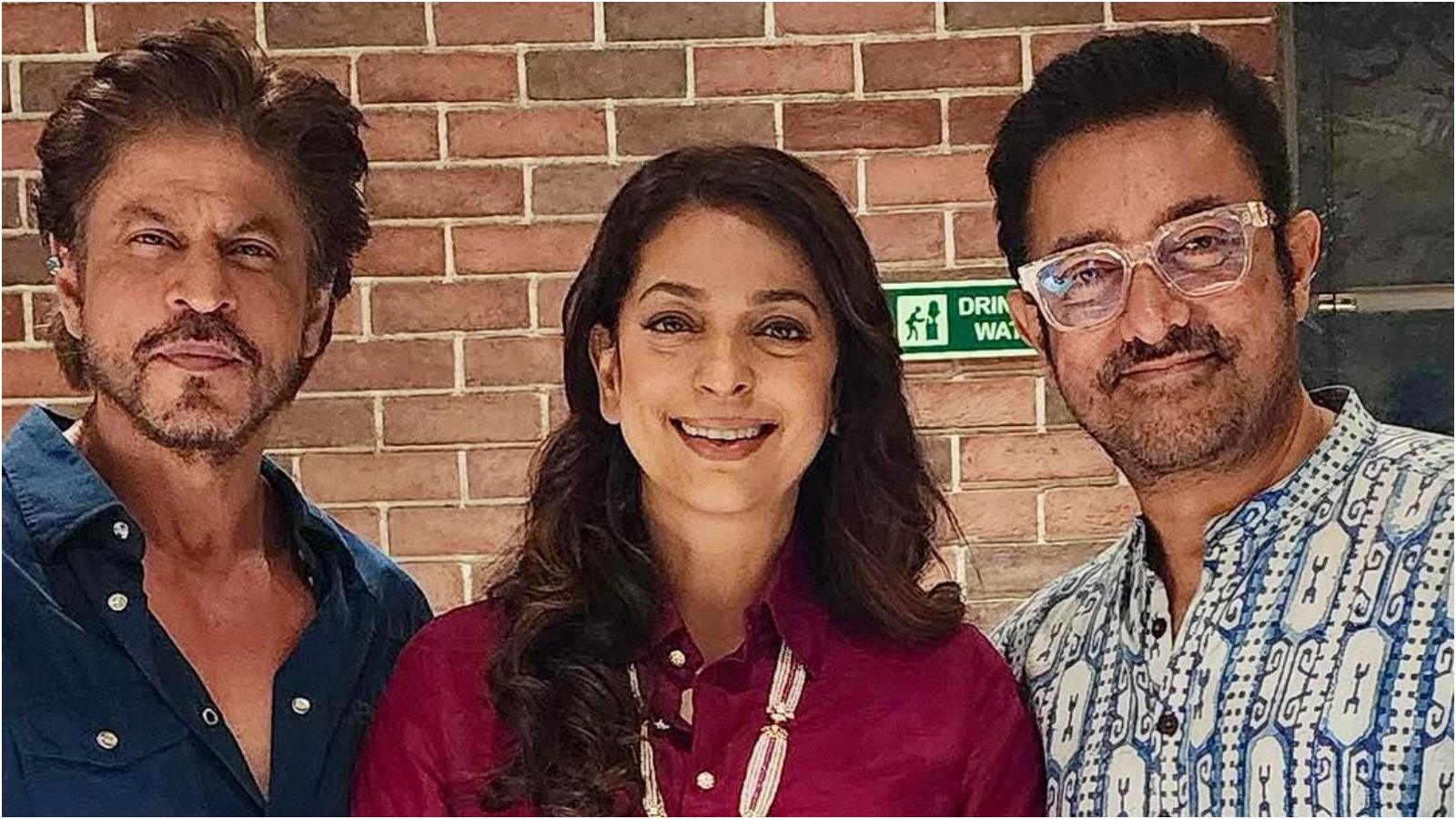 Juhi Chawla with Shah Rukh and Aamir Khan