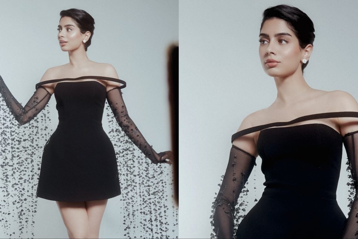 Khushi Kapoor Serves Drama In An Off-Shoulder Little Black Dress With Waterfall Sleeves