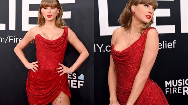 Grammy Awards 2025: Taylor Swift’s red carpet ensemble featured a piece of intricate jewellery with the initial T.