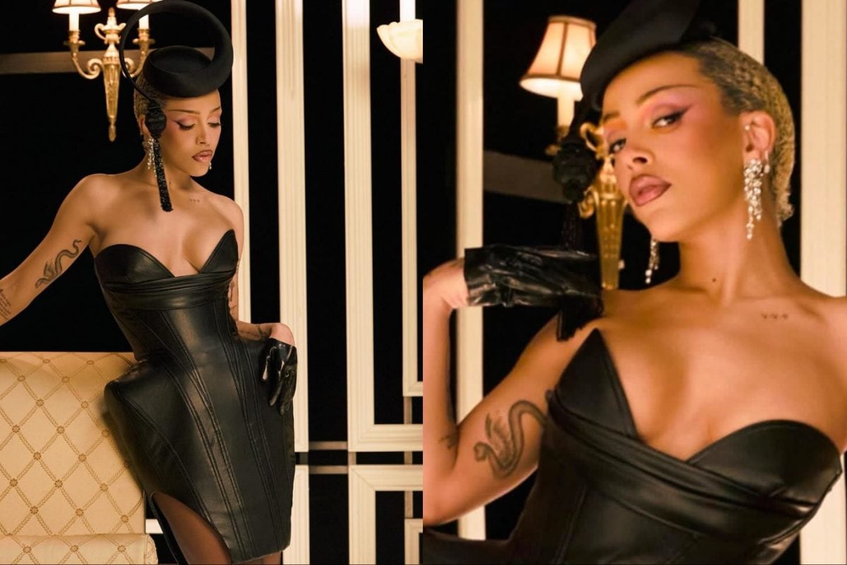 Doja Cat Blends Edgy Fashion With A Feminine Flair In A Structured Balmain LBD