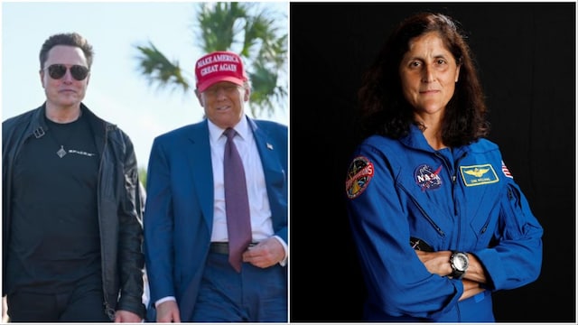 Elon Musk with Donald Trump (L)/Sunita Williams (R) (Photos: AP/Reuters)