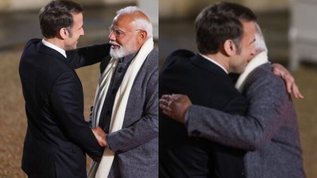 फ्रांस के राष्ट्रपति इमैनुएल मैक्रों ने पेरिस डिनर से पहले पीएम मोदी को गले लगाया | देखें - News18 Hindi