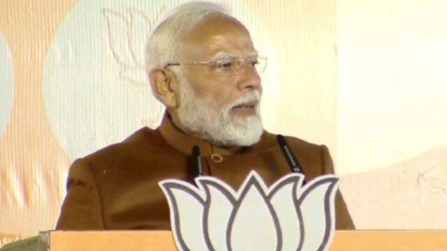 PM Modi addresses party workers after victory in Delhi elections | ANI Image