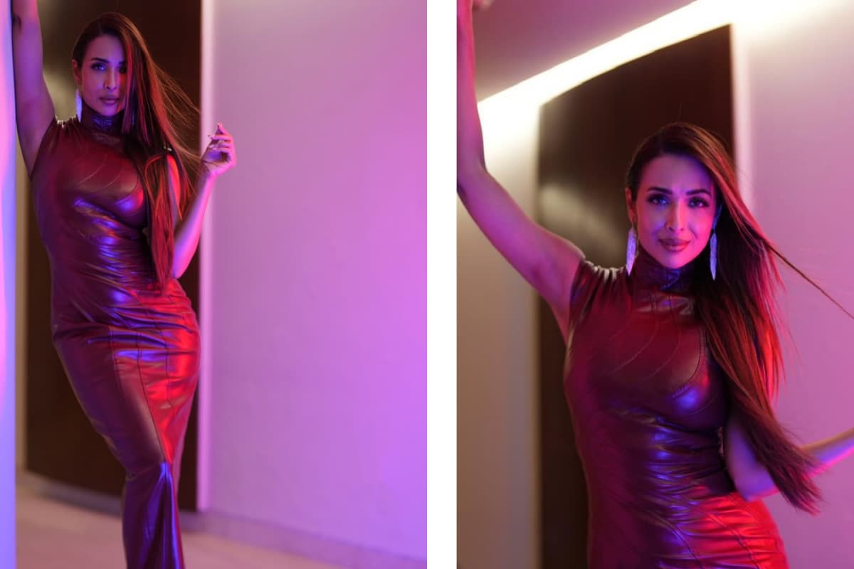 Malaika Arora Redefines Fashion With Her Perfect Red Bordeaux Leather Dress