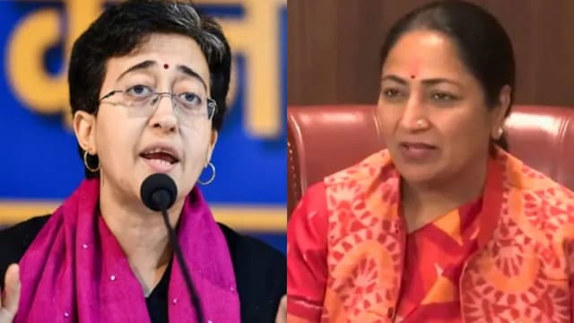 Delhi LoP Atishi and CM Rekha Gupta | File Images/PTI