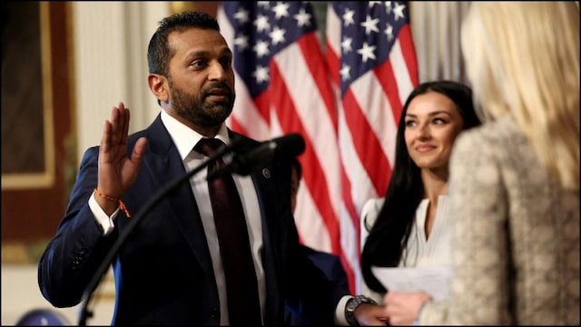 Kash Patel taking oath as FBI chief. (Reuters)