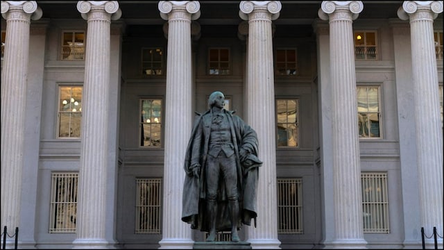 The US Department of the Treasury in Washington. (AP Photo)