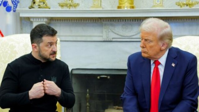 US President Donald Trump meets with Ukrainian President Volodymyr Zelenskiy at the White House in Washington, February 28, 2025. (Reuters)