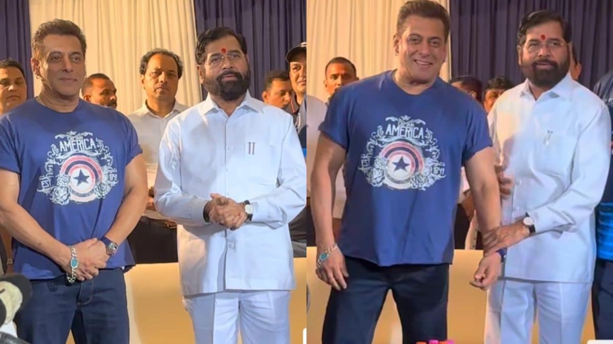 Salman Khan Poses With Eknath Shinde, Deputy CM Pulls Him Closer For A Photo, Video Goes Viral | Watch