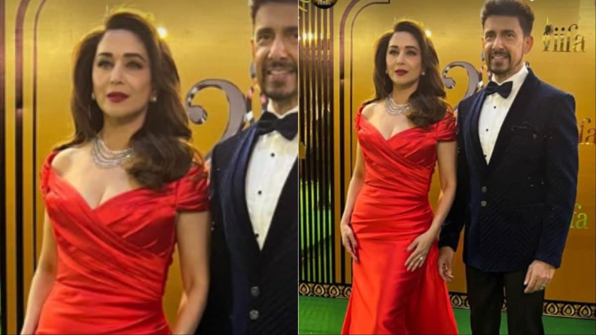 IIFA 2025: Madhuri Dixit Channels Retro Glam In A Custom Gauri And Nainika Red Gown