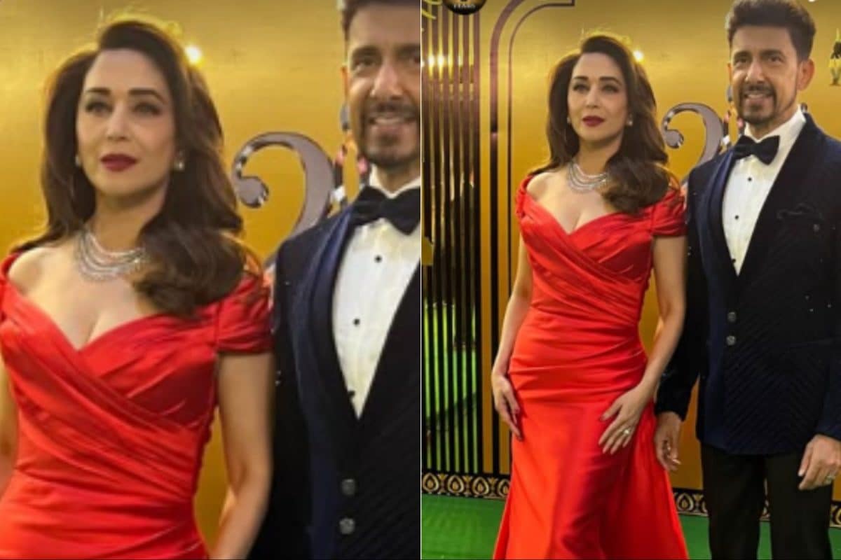 IIFA 2025: Madhuri Dixit Channels Retro Glam In A Custom Gauri And Nainika Red Gown