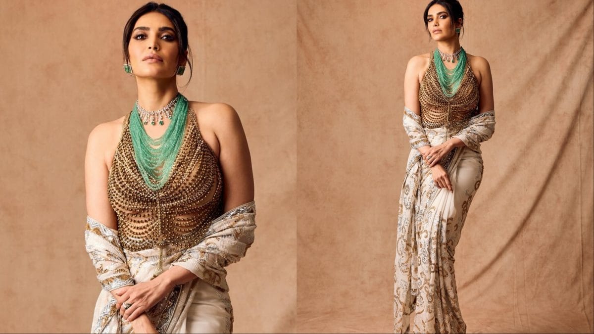 IIFA 2025: Karishma Tanna Gives A Contemporary Spin To A Sequinned Saree With A Beaded Blouse