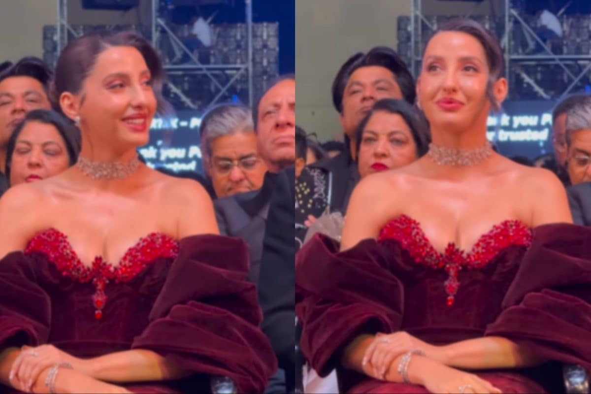 IIFA 2025: Nora Fatehi Channels Retro Glam And Elegance In A Strapless Red Velvet Gown