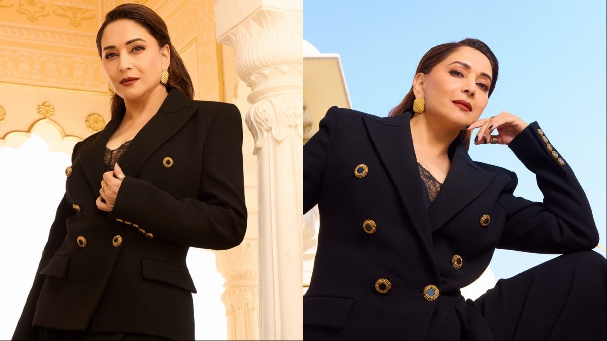 Madhuri Dixit Brings Boss Woman Energy To IIFA 2025 In A Classic Black Pantsuit With Gold Accents