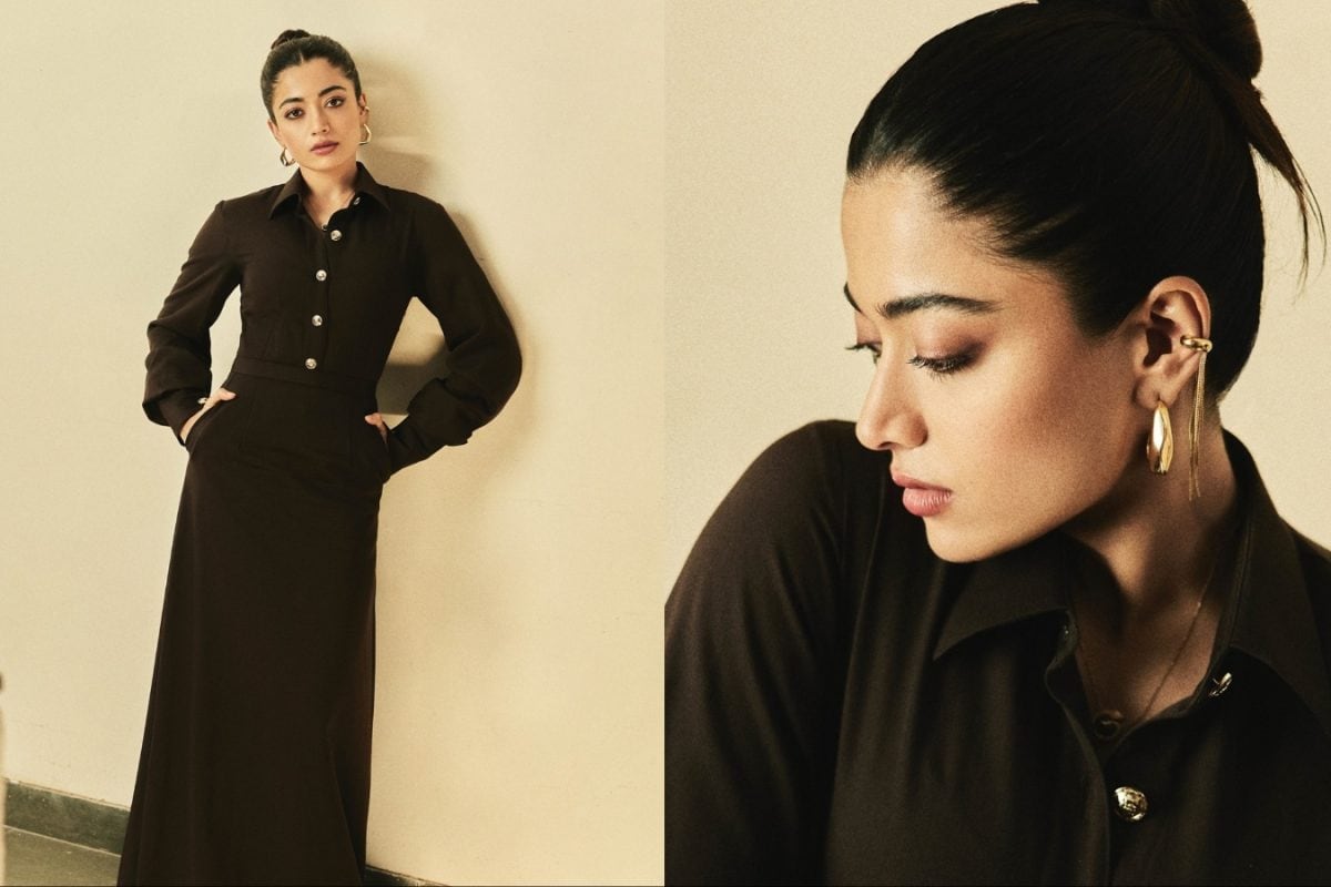 Rashmika Mandanna Stuns In A Classic Black Shirt And Skirt Combo At Sikandar Trailer Launch