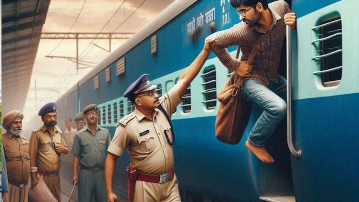 Railway Cops First Saved Young Man Who Almost Fell From Moving Train ...