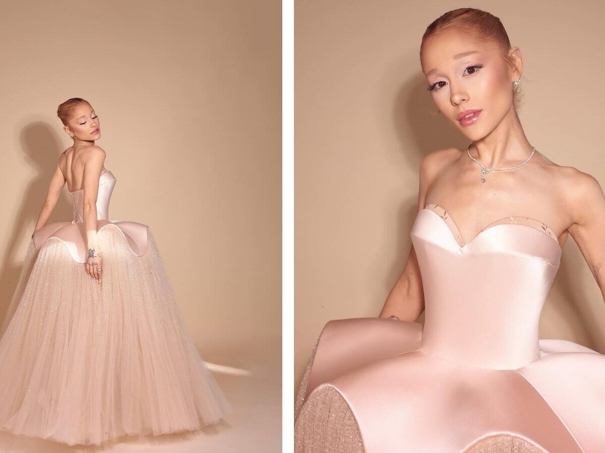 who designed ariana grande's oscar dress Ariana Grande Floats on 2025 Oscars Red Carpet in a Schiaparelli Dress