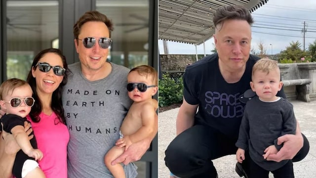 Elon Musk and Shivon Zilis with their twins Strider and Azure; Musk with son X | Image.X
