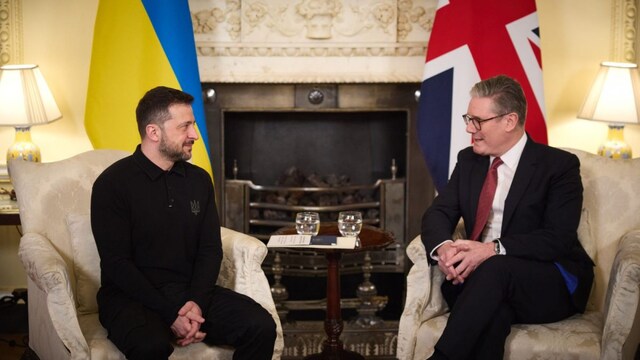 Zelenskyy meets UK PM Starmer at Downing Street.