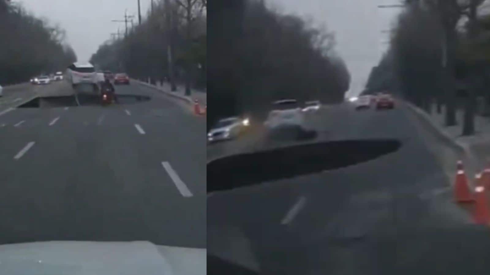 Motorcyclist swallowed by sinkhole found dead after 17-hour