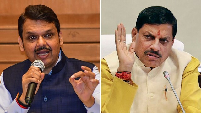 Maharashtra CM Devendra Fadnavis (left) and MP CM Mohan Yadav. (PTI File)