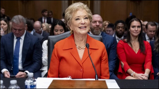 Former WWE CEO Linda McMahon has promised to make the US Education Department "operate more efficiently". (AP)