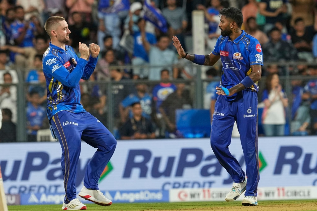 Hardik Pandya got Travis Head caught twice in two balls but the SRH opener survived (AP) Hardik Pandya got Travis Head caught twice in two balls but the SRH opener survived (AP)