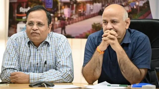 AAP leaders and former Delhi Ministers Satendar Jain and Manish Sisodia. 