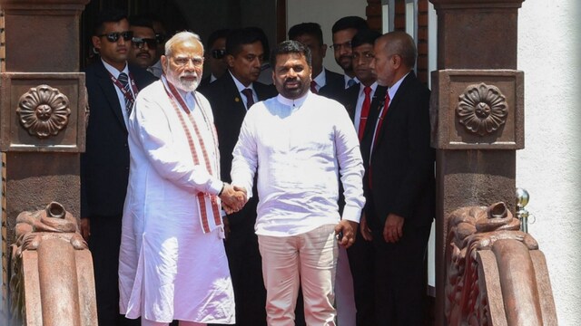 Prime Minister Narendra Modi being seen off by Sri Lankan President Anura Kumara Dissanayake as he departs for India, in Anuradhapura. (Image: PMO India)