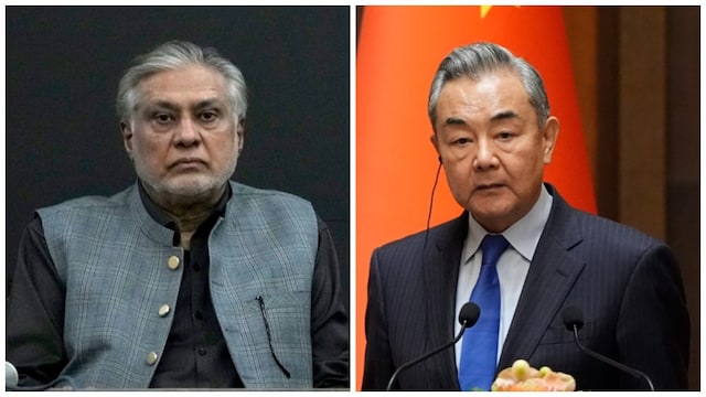 Pakistan’s Deputy Prime Minister Ishaq Dar and Chinese Foreign Minister Wang Yi. (AP file photos)