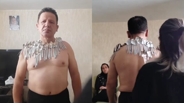 The video was captioned arsenic  "Most spoons balanced connected  the assemblage  