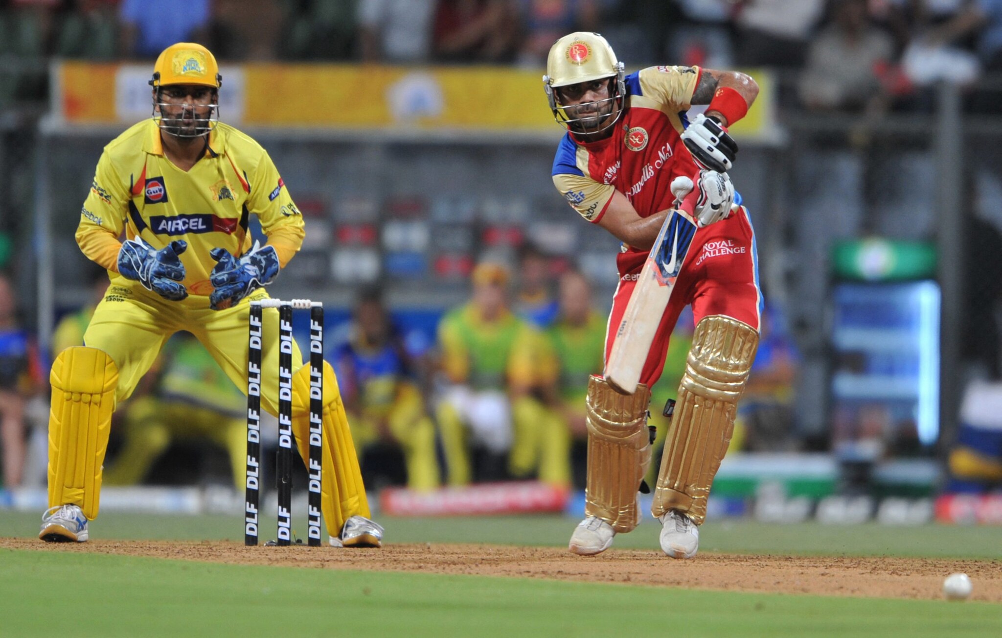 Kohli’s highest score against CSK stands at 90, while Dhoni’s best against RCB is 84. Both are innings remembered for their explosive impact and nostalgia. (AFP) Kohli’s highest score against CSK stands at 90, while Dhoni’s best against RCB is 84. Both are innings remembered for their explosive impact and nostalgia. (AFP)