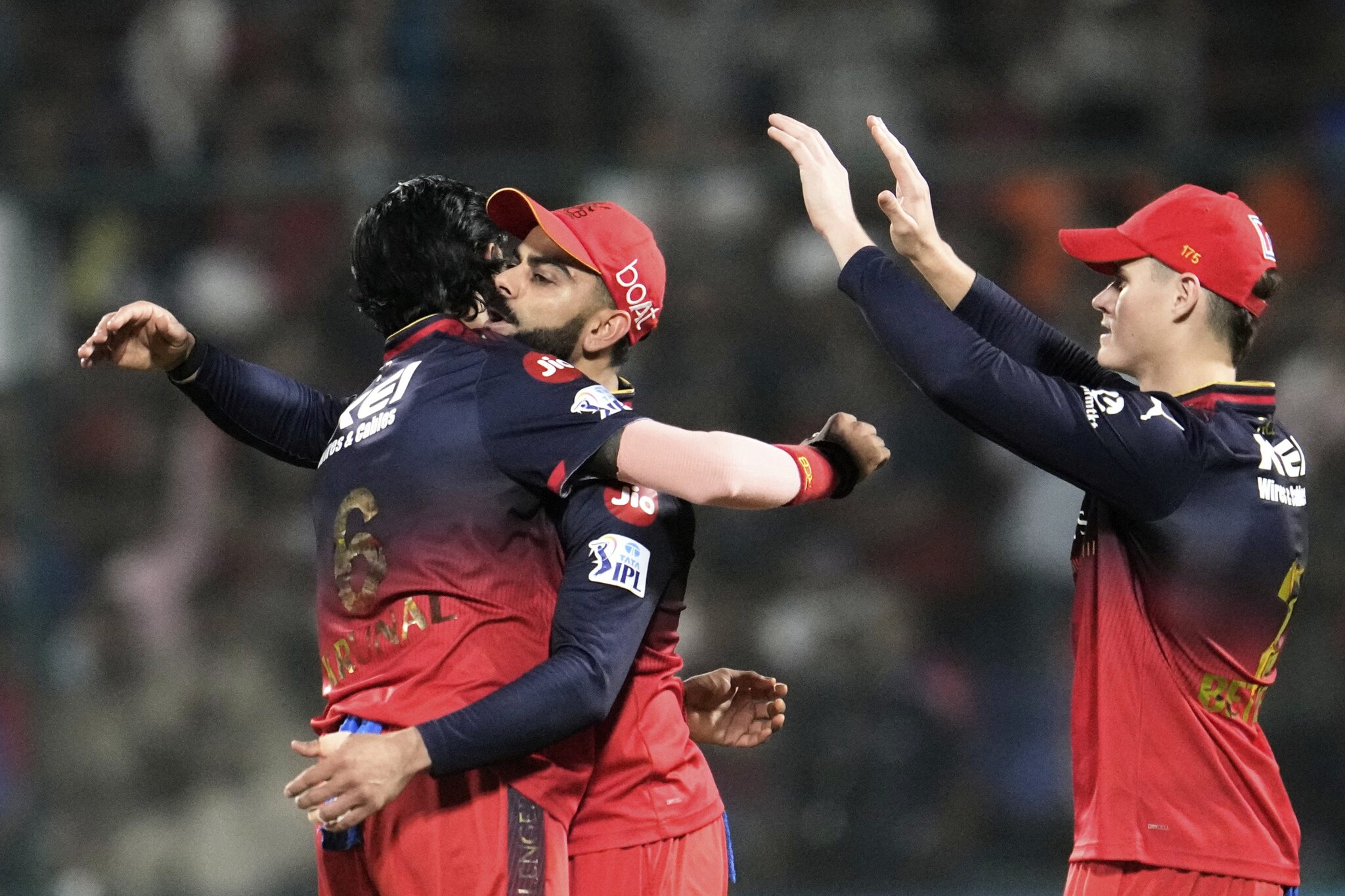 RCB currently are on top of the world (and the IPL 2025 standings too almost), having accumulated 14 points in their 10 games so far, sitting at third place in the table, tied with GT and MI on points. (AP)