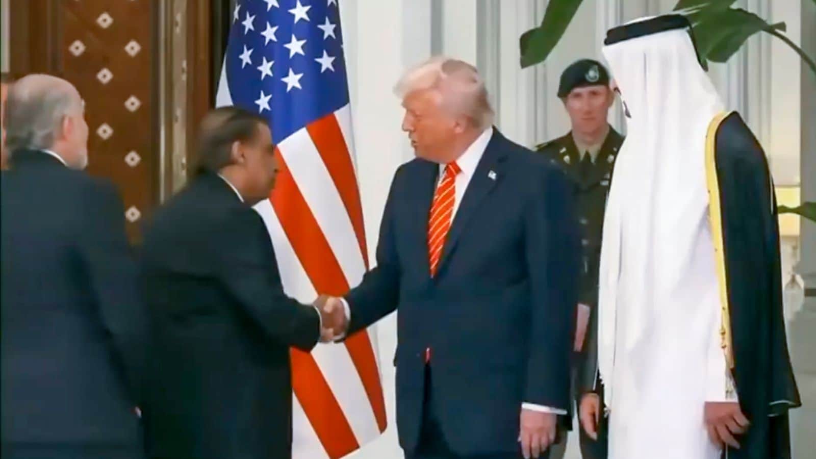 Reliance Industries Chairman Mukesh Ambani Meets US President Donald Trump at Qatar State Dinner