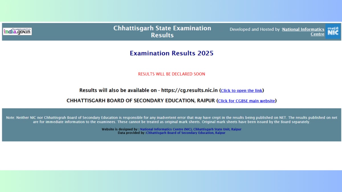CGBSE CG Board Result 2025 (Out) Live Updates: Chhattisgarh Board Class 10th, 12th Results Declared At cgbse.nic.in, Direct Link Here