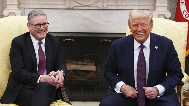 President Donald Trump with British Prime Minister Keir Starmer, left, at the White House, Thursday, Feb. 27, 2025, in Washington. (AP/PTI)