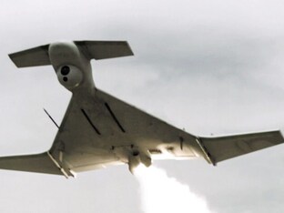 HAROP, a loitering munition, can search for targets over a span of nine hours. It flies within a set area, detects and identifies targets, plots an approach, and executes a strike.(Photo: IAI) loitering munition