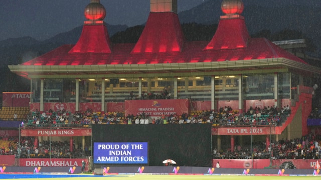 A tribute to the Indian Armed Forces displayed on the screen during match 58 of the Indian Premier League season 18 (IPL 2025) between Punjab Kings  and Delhi Capitals held at the Himachal Pradesh Cricket Association Stadium, Dharamshala on the 8th May 2025.

Photo by Deepak Malik / Sportzpics for IPL