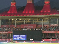 A tribute to the Indian Armed Forces displayed on the screen during match 58 of the Indian Premier League season 18 (IPL 2025) between Punjab Kings and Delhi Capitals held at the Himachal Pradesh Cricket Association Stadium, Dharamshala on the 8th May 2025.
Photo by Deepak Malik / Sportzpics for IPL A tribute to the Indian Armed Forces displayed on the screen during match 58 of the Indian Premier League season 18 (IPL 2025) between Punjab Kings and Delhi Capitals held at the Himachal Pradesh Cricket Association Stadium, Dharamshala on the 8th May 2025.