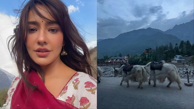 Neha Sharma visited Manali to shoot for her upcoming project.