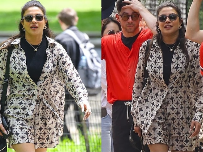Priyanka Chopra opted for a co-ord set from Jamie. Priyanka Chopra Nails The Off-Duty Model Aesthetic In A Printed Co-Ord Set
